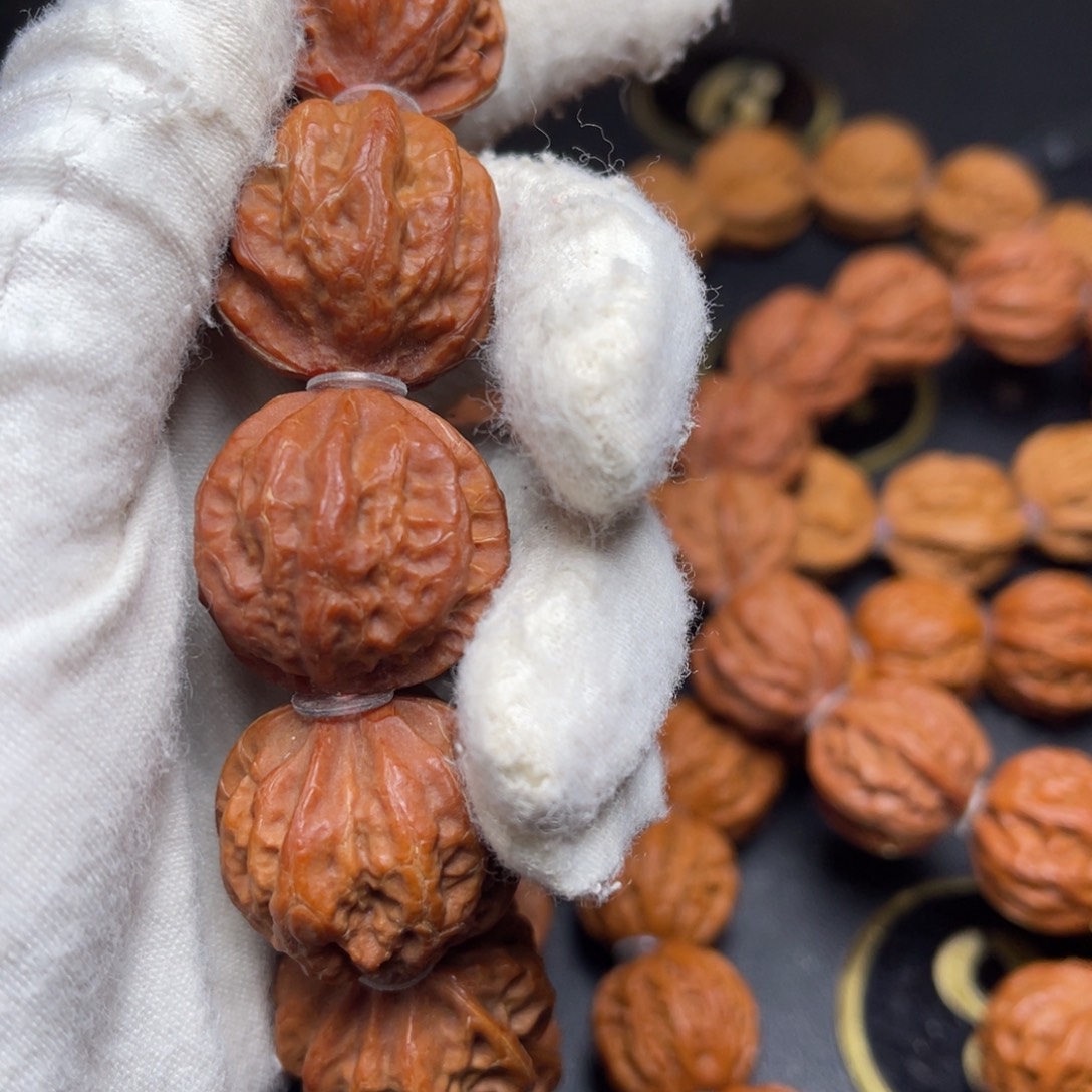 七***马文玩核桃手串粗筋红皮龙脊福利