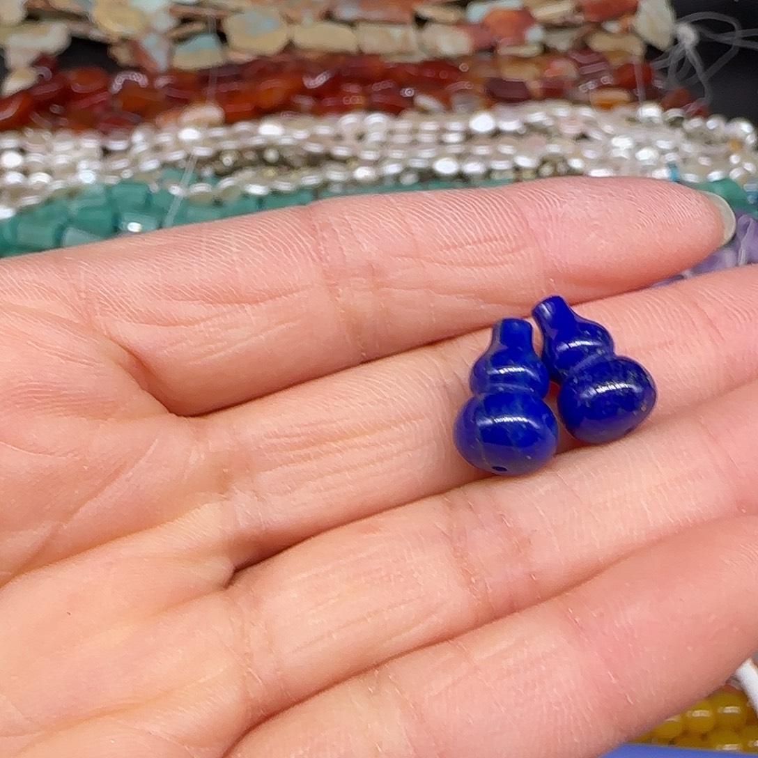 玛瑙/玉髓合金珠宝半成品青金葫芦8-13mm2颗