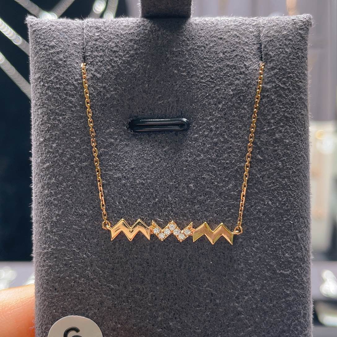 颈饰钻石18K金镶嵌项链k玫