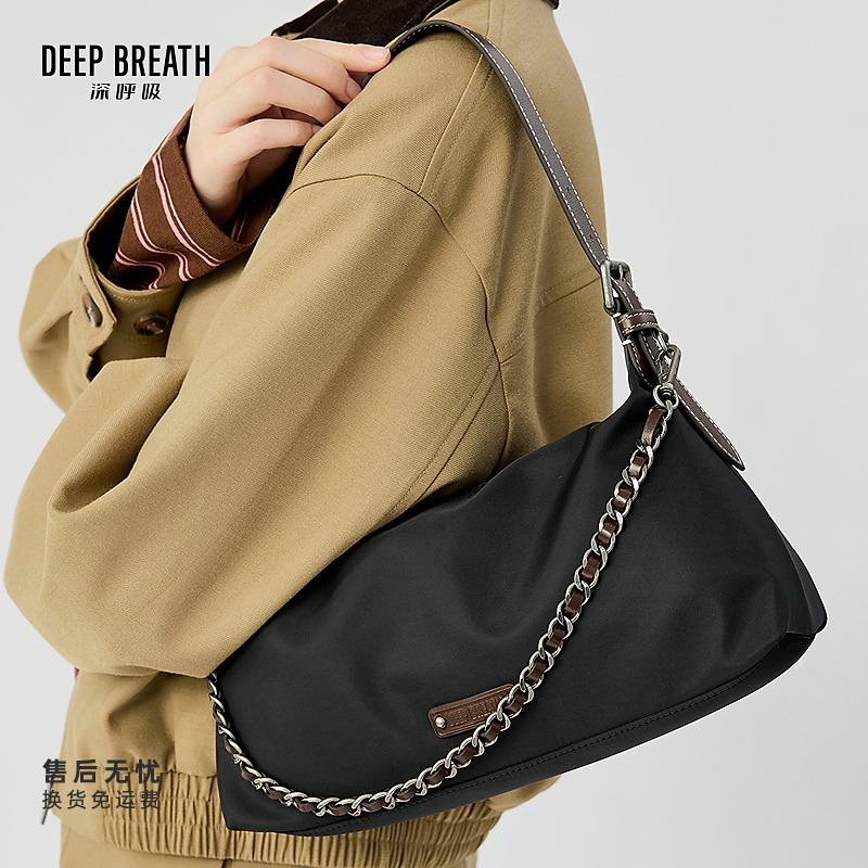 DEEP BREATH深呼吸女包轻盈尼龙饭盒包布包斜挎手提腋下包AB10288