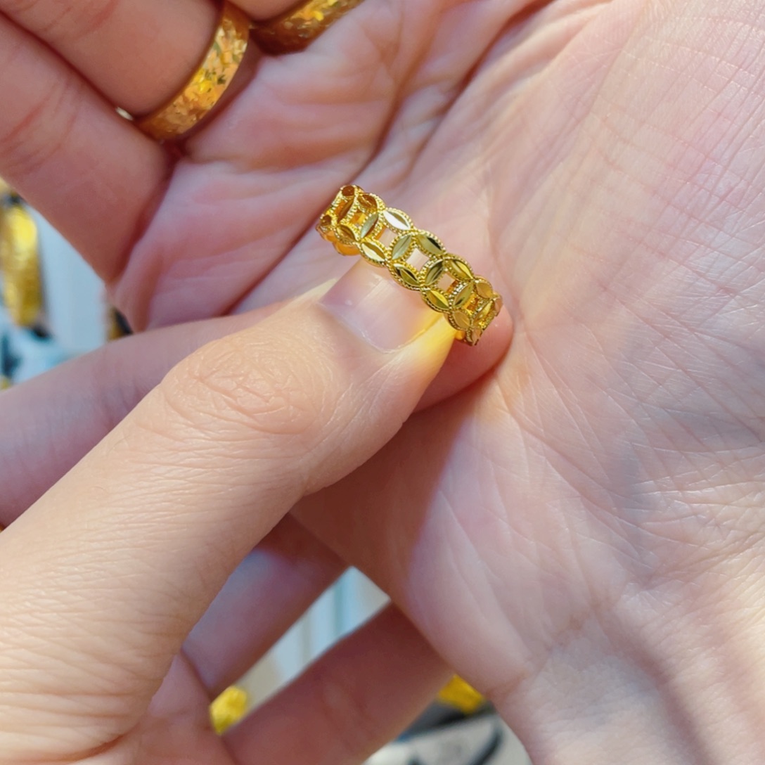 合金戒指铜钱开口戒指