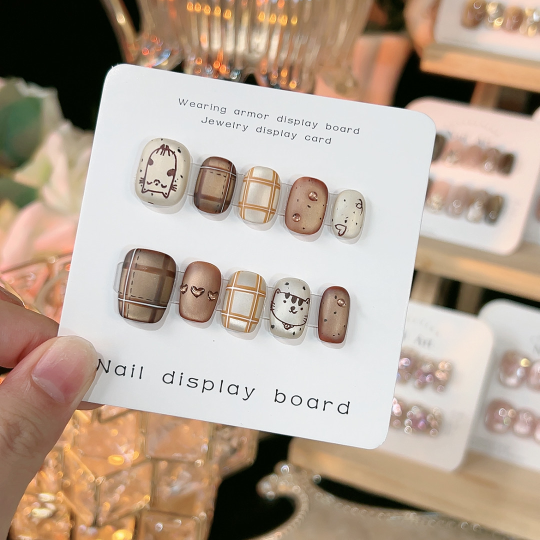 棕喵可可 ab款 手工穿戴甲 尺码随机