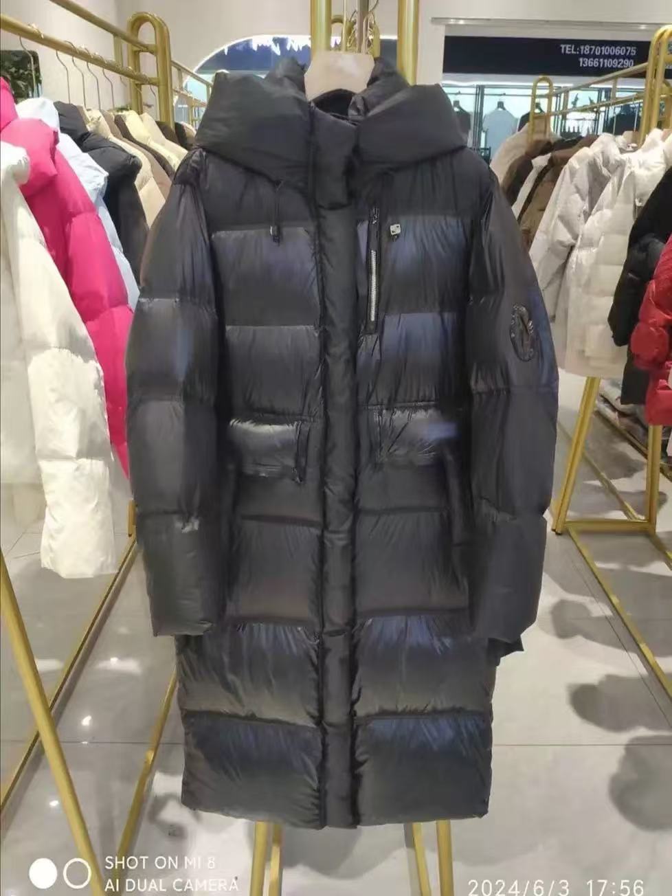 G47长款羽绒服黑色（S衣长103左右）