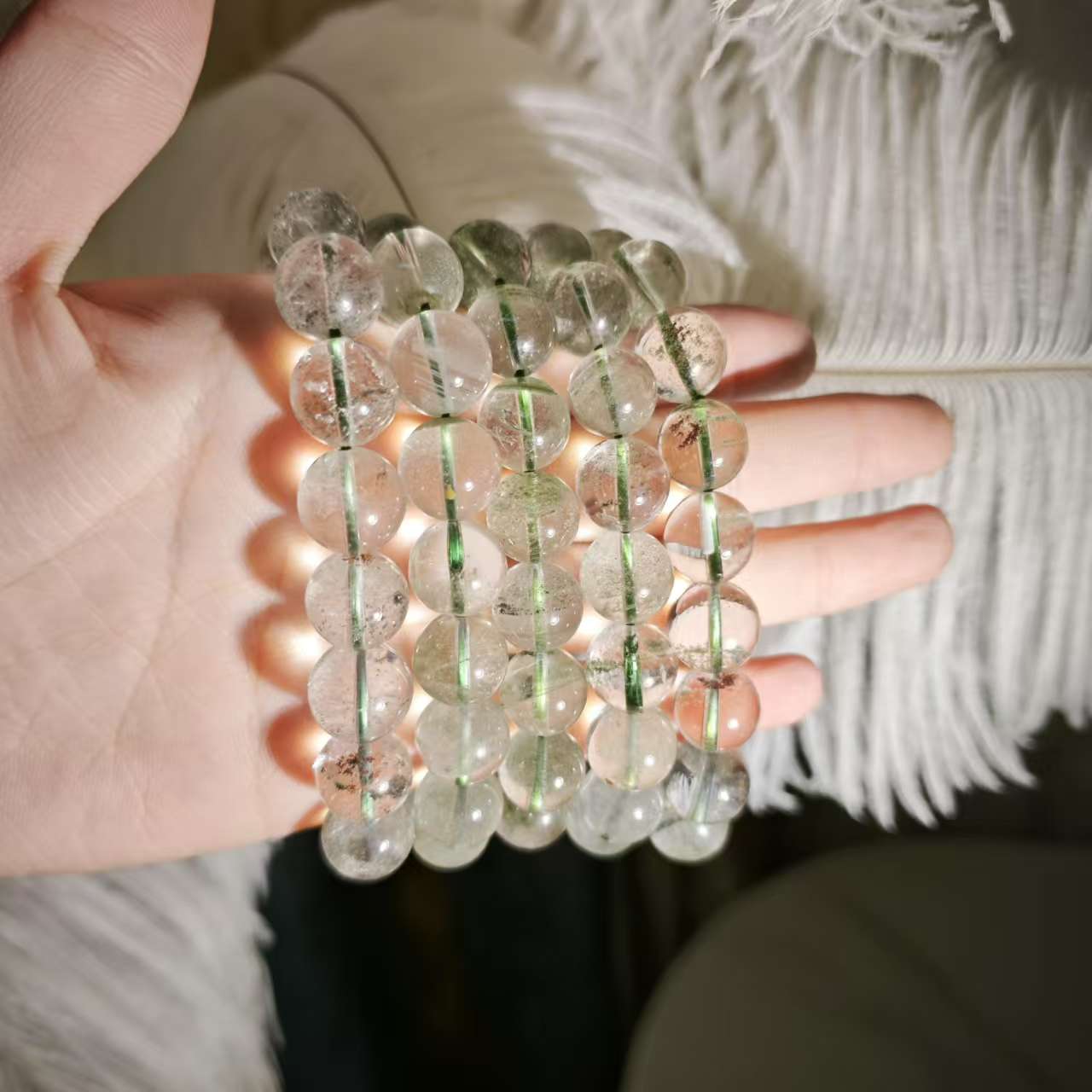 【遇见轻奢珠宝】-0186-天然水晶幽灵单圈手链多样性发1