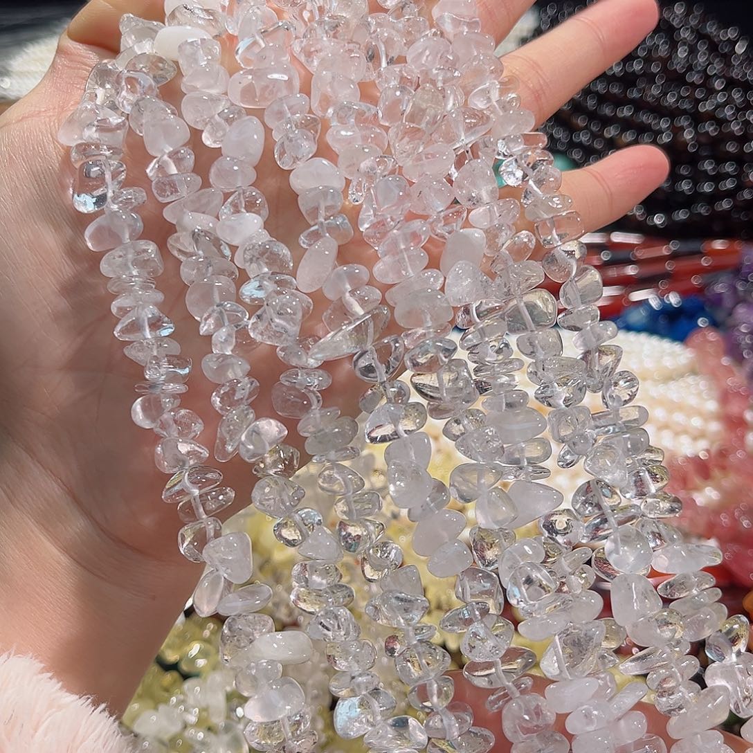 玛瑙/玉髓未镶嵌珠宝半成品白水晶随行绕手4圈