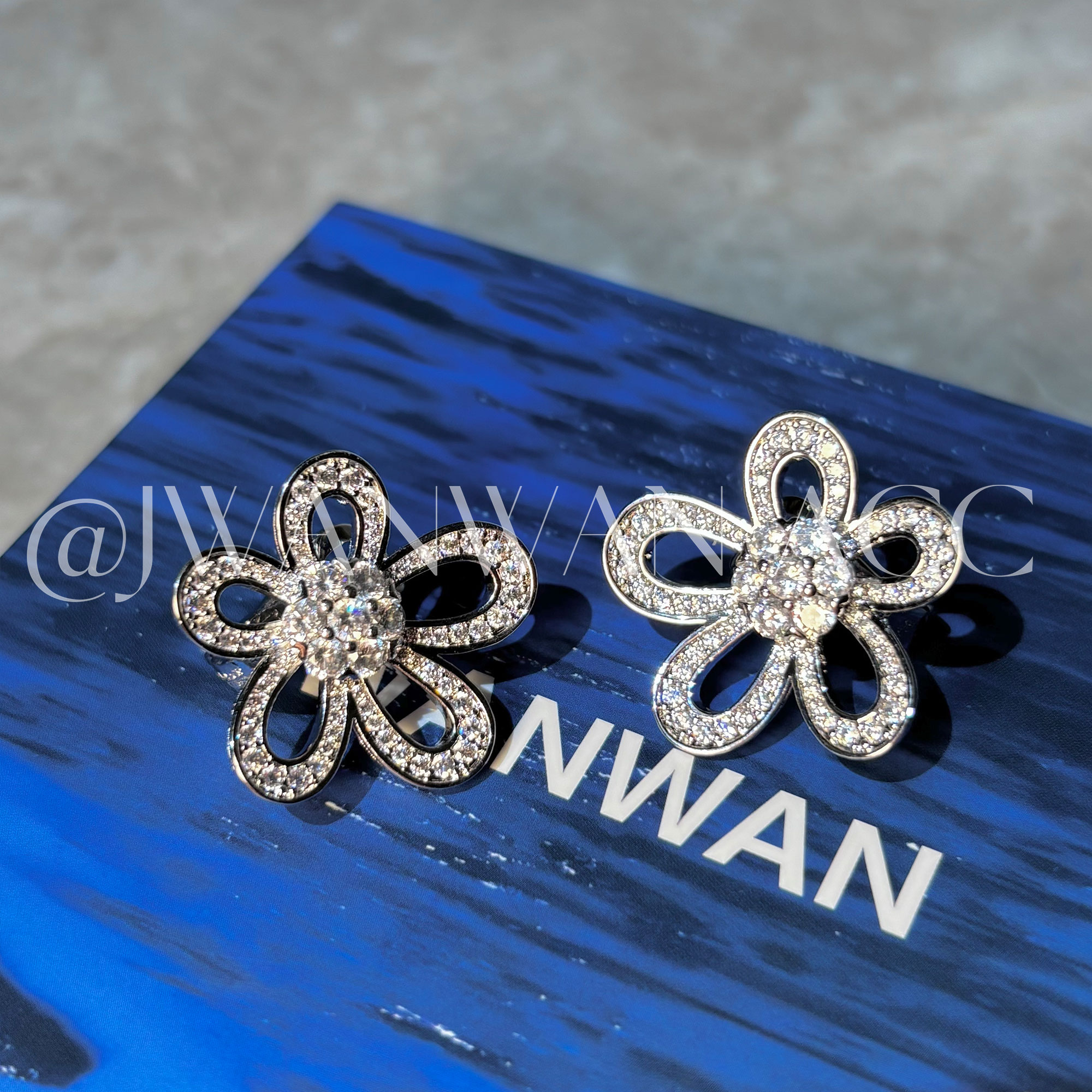 铜合金锆石耳饰 仙女的花.闪钻大花朵高定耳拍01ED4289QT