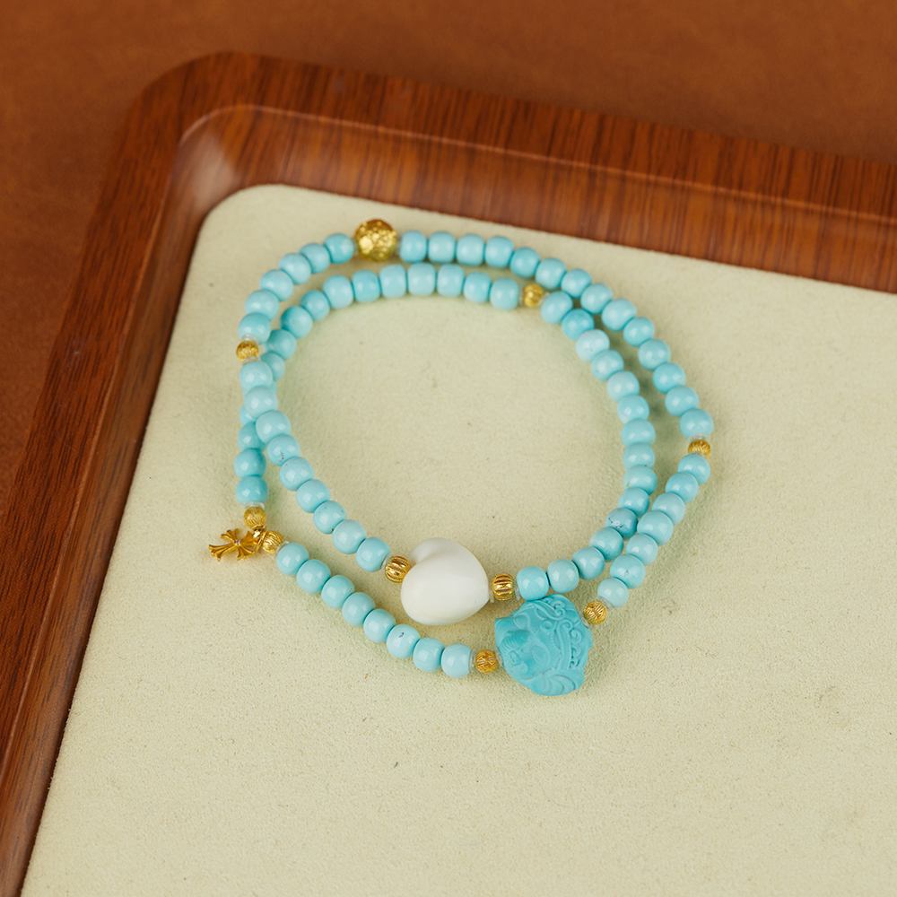  【乐小福珠宝】精美猛犸牙双圈手链