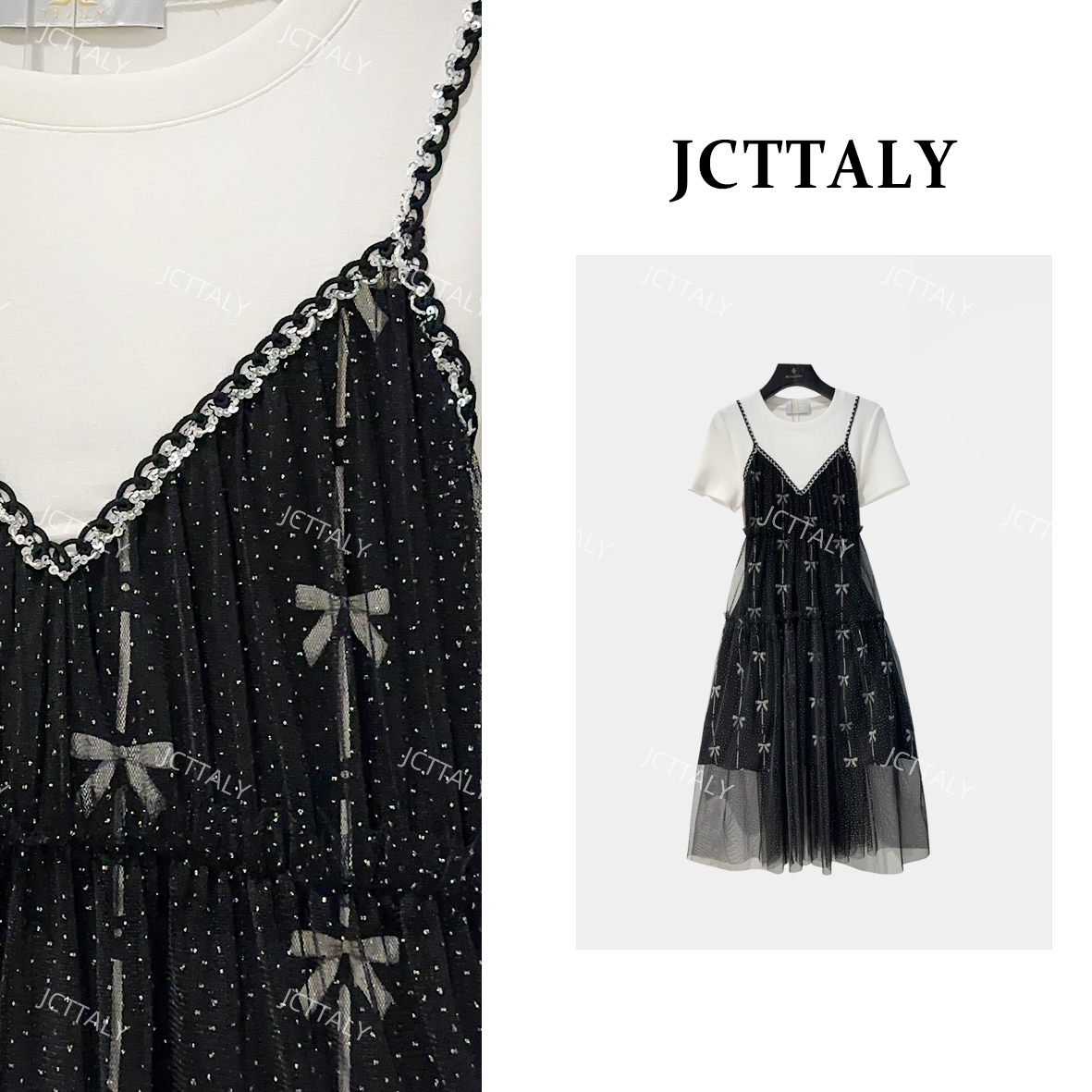 【linda】【78】法式轻奢气质拼接显瘦微胖显瘦连衣裙JC-A3506