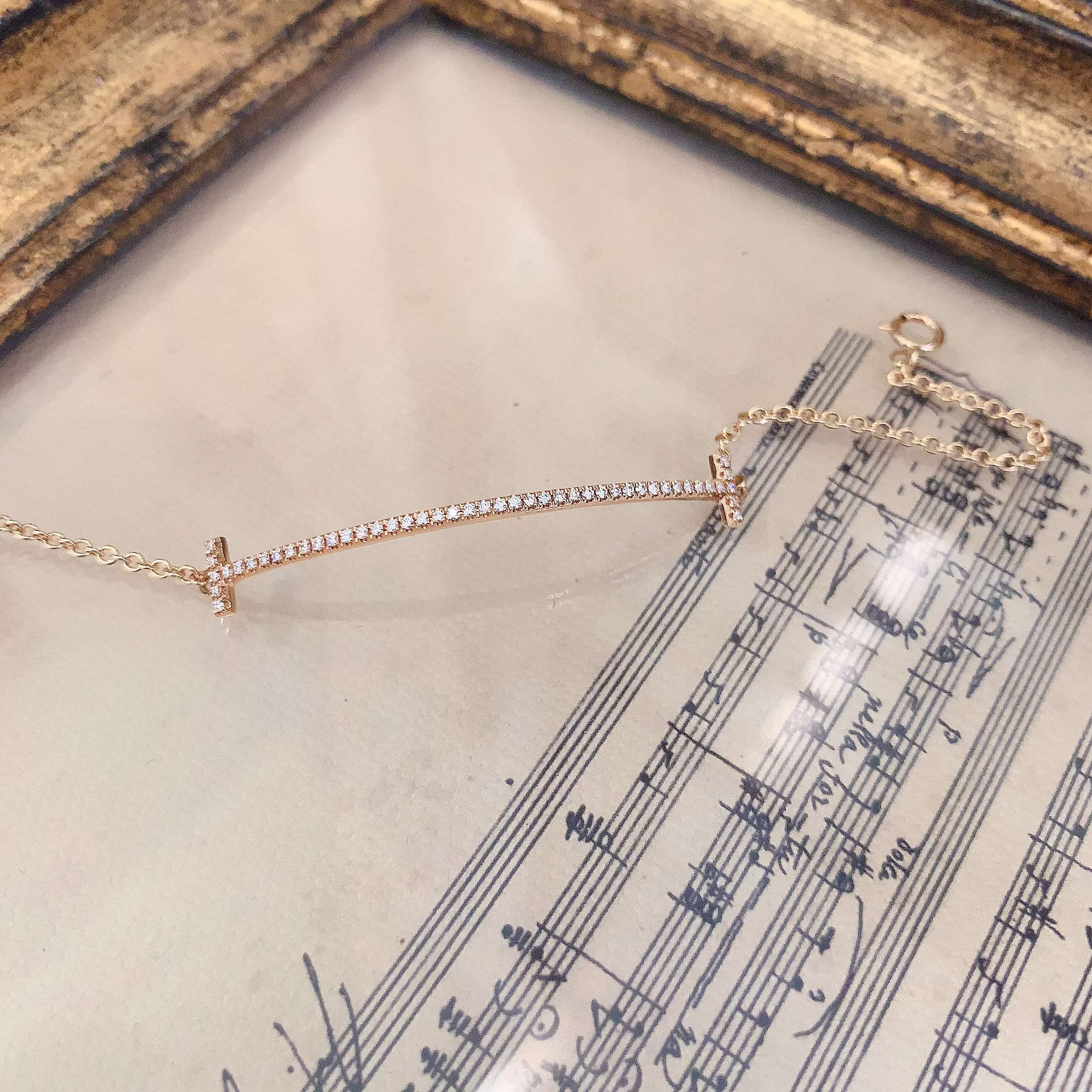 99新 Tiffany & Co./蒂芙尼 满钻微笑手链/K黄 XW
