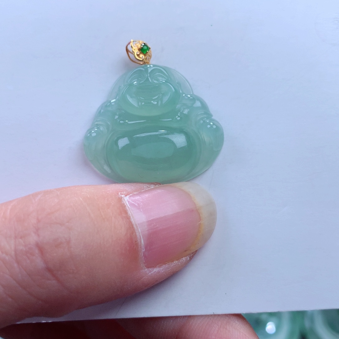 翡翠吊坠(不含链)18K金镶嵌