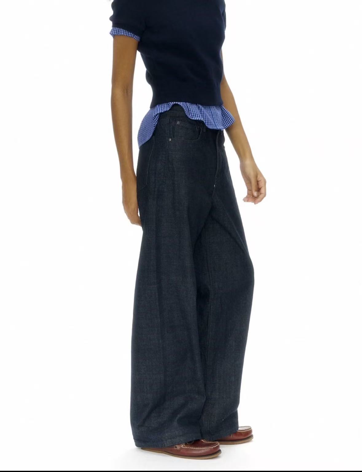 菠菜xi家——原牛阔腿牛仔裤高腰女25秋新品显瘦宽松长裤