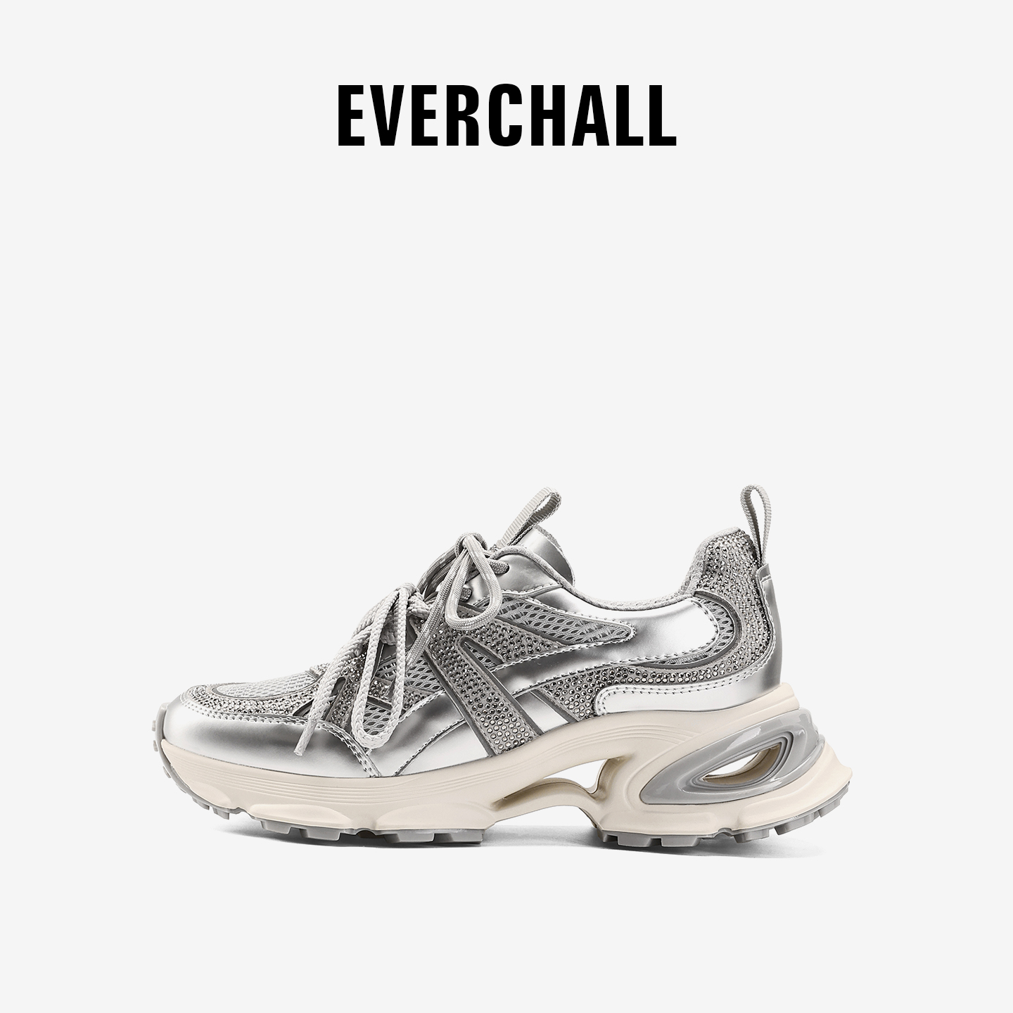 Q67-EVERCHALL【素银】25秋季新款时尚擦色厚底老爹鞋复古休闲女鞋
