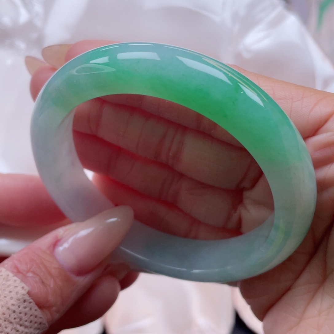 未镶嵌手镯翡翠56.4圈 春色浓于新酒  完整 7号