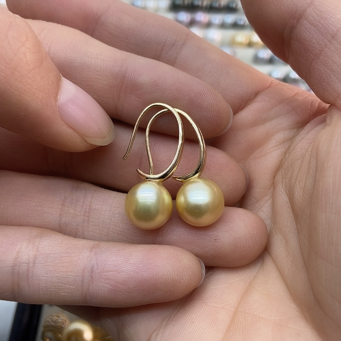 海水珍珠银S925镶嵌耳饰