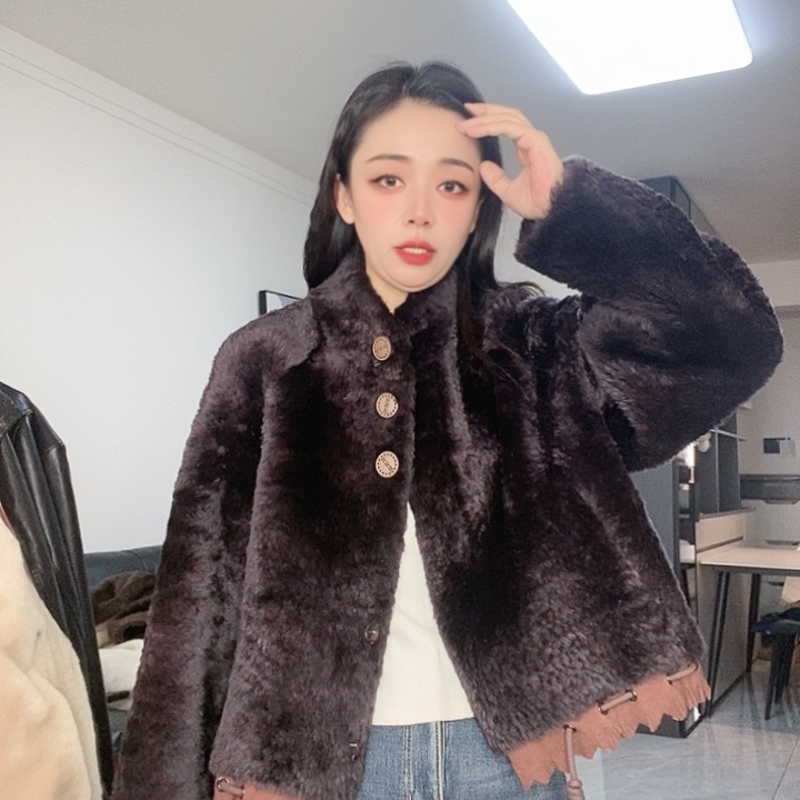 绵羊皮拉贡皮毛一体L130斤左右紫色