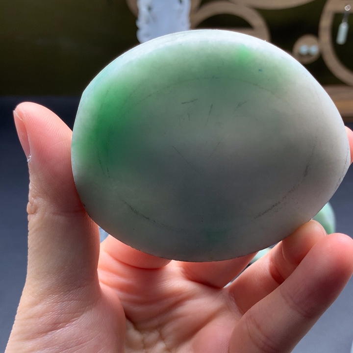 定制翡翠未镶嵌贵妃送镯心