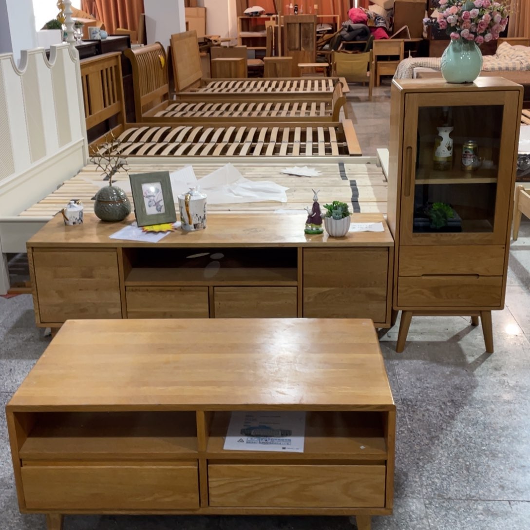 木白橡木电视柜1.5加边柜1.1加电视柜1米，三件套