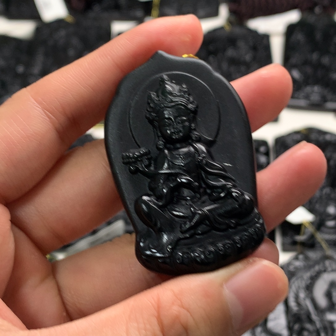 翡翠未镶嵌颈饰天然缅甸a货钢琴黑挂件