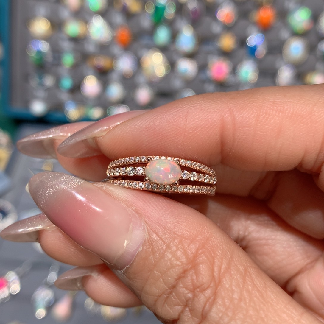 欧泊福利戒指银S925镶嵌