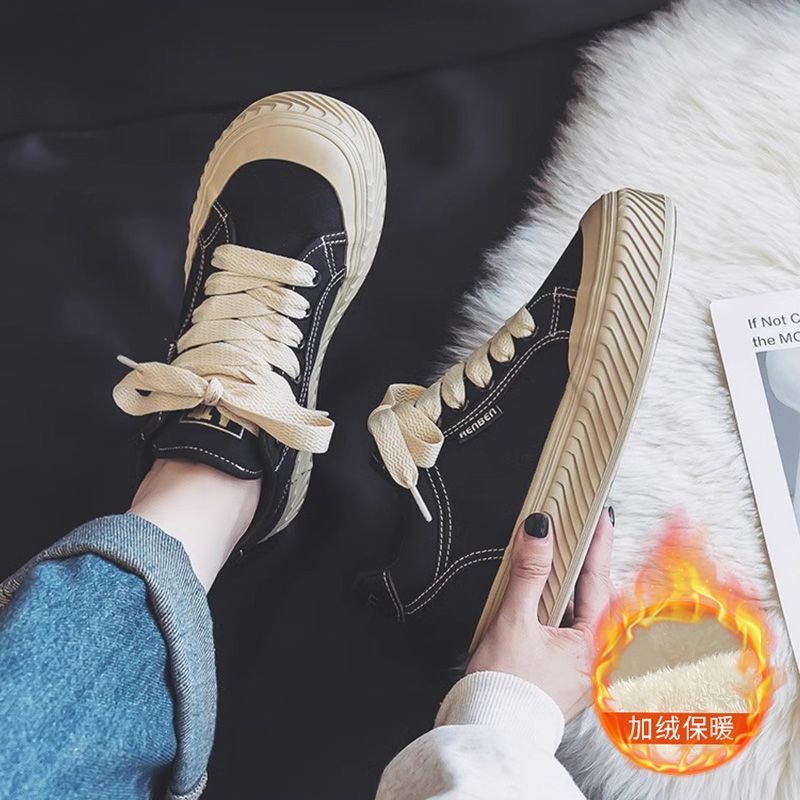 加绒加厚2025新款高帮帆布鞋学生韩版冬保暖运动休闲百搭棉鞋男鞋