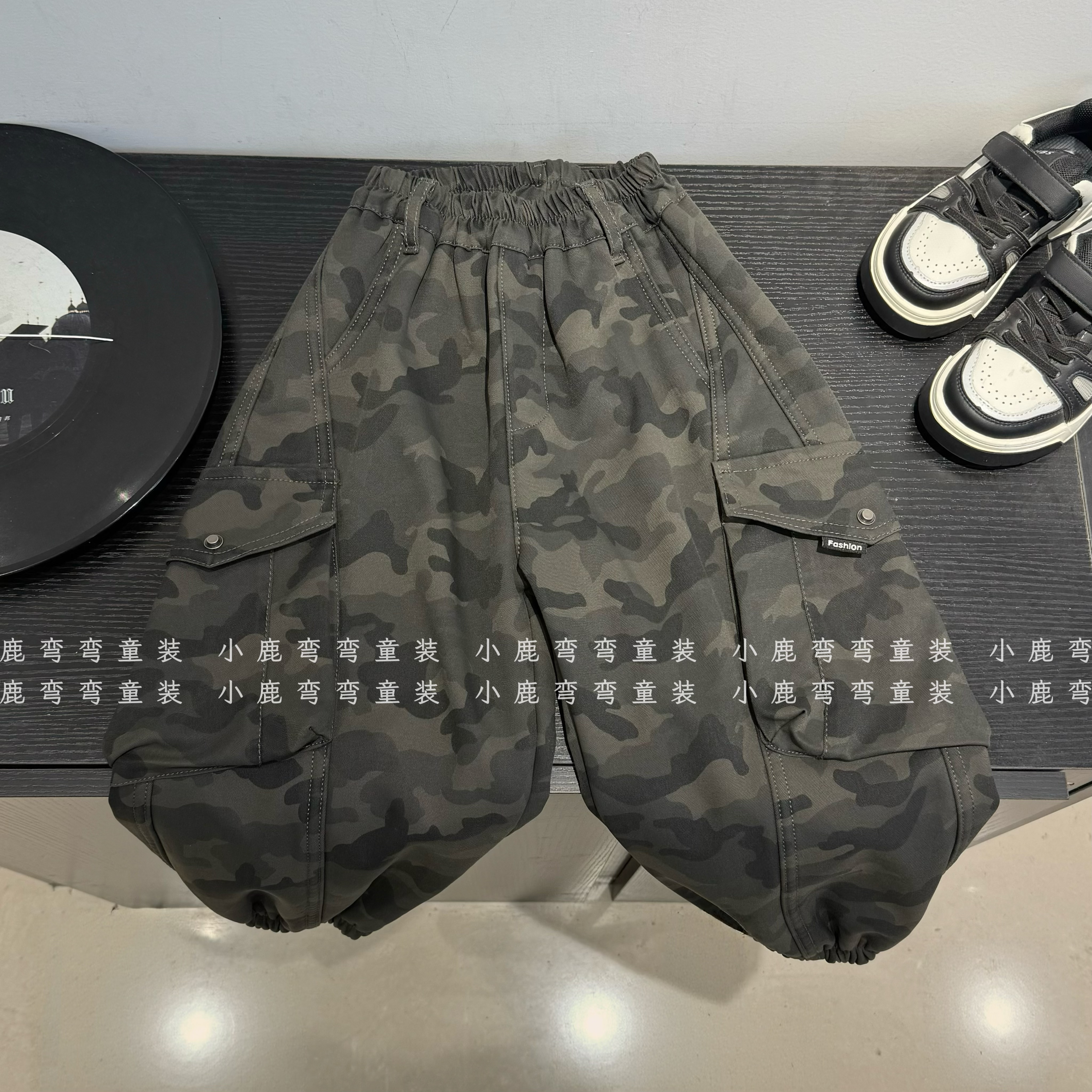 D071男童秋冬加厚迷彩束脚一体绒休闲裤