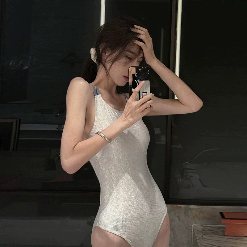 【月光白】三角连体女士遮肉泳衣成人专业竞速高级感显瘦游泳馆专用