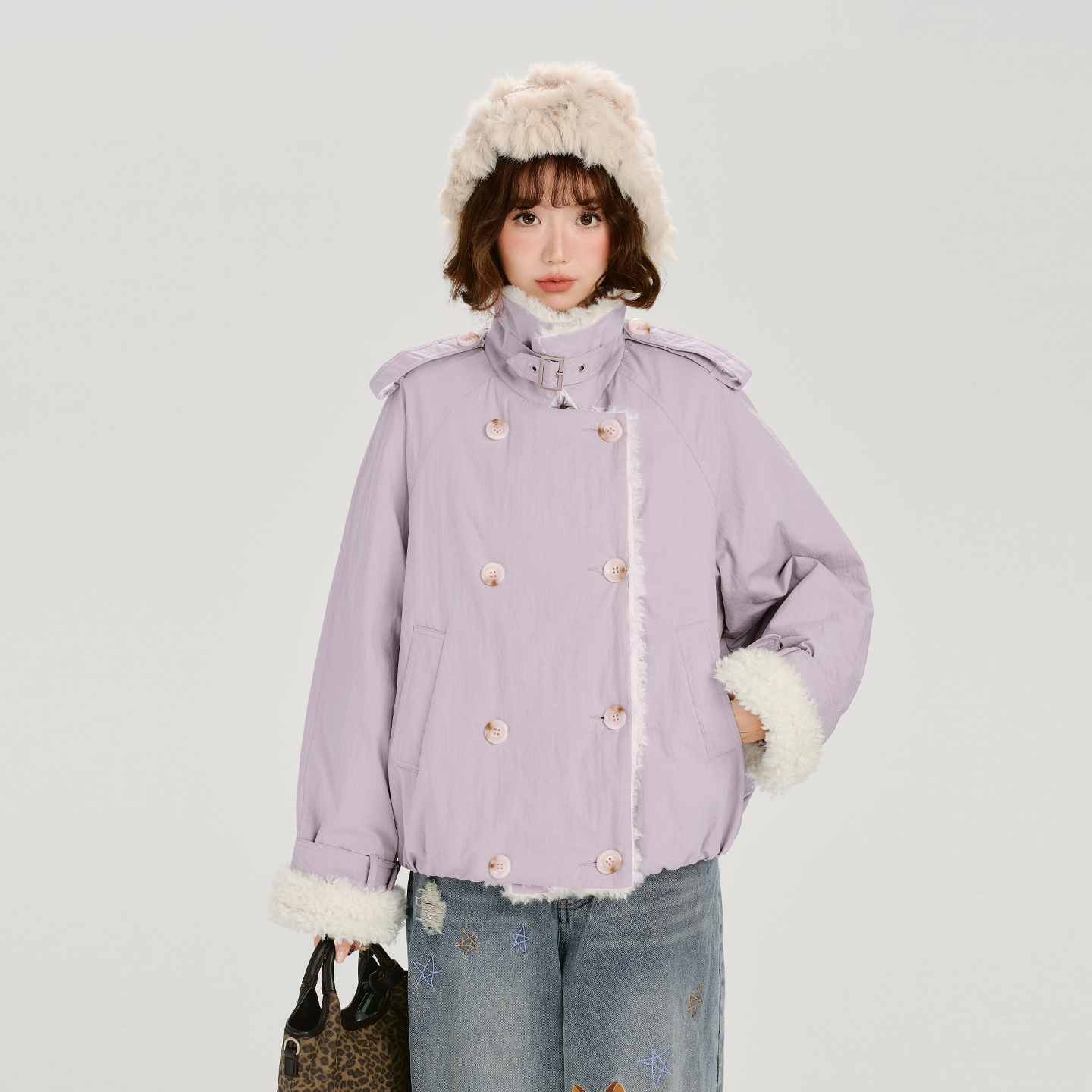 新品上新【Girlyhalo】加厚仿羊羔毛夹克外套91772