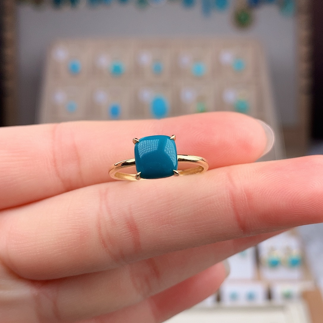 绿松石耳饰18K金镶嵌