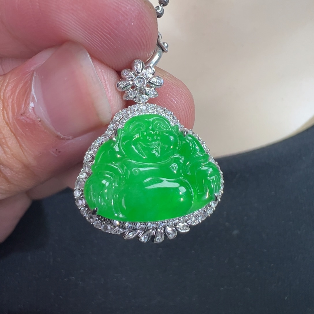 翡翠18K金镶嵌吊坠(不含链)