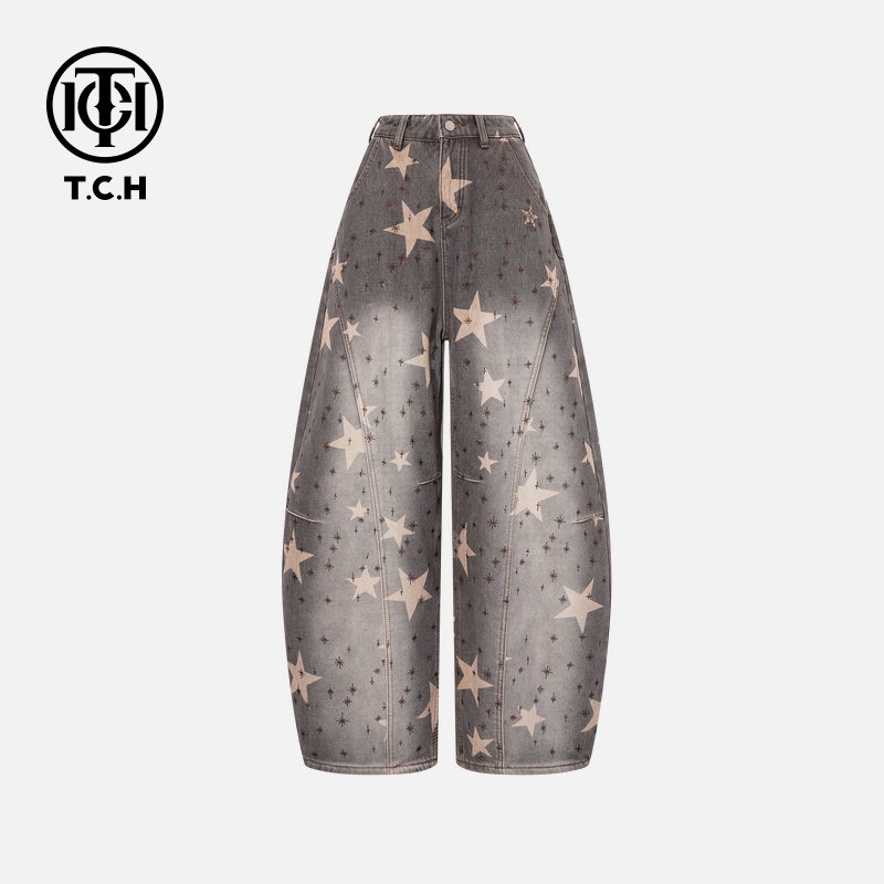 TCH【弯刀牛仔】冬款百搭时尚烫钻休闲风女装牛仔裤T75D20E1147