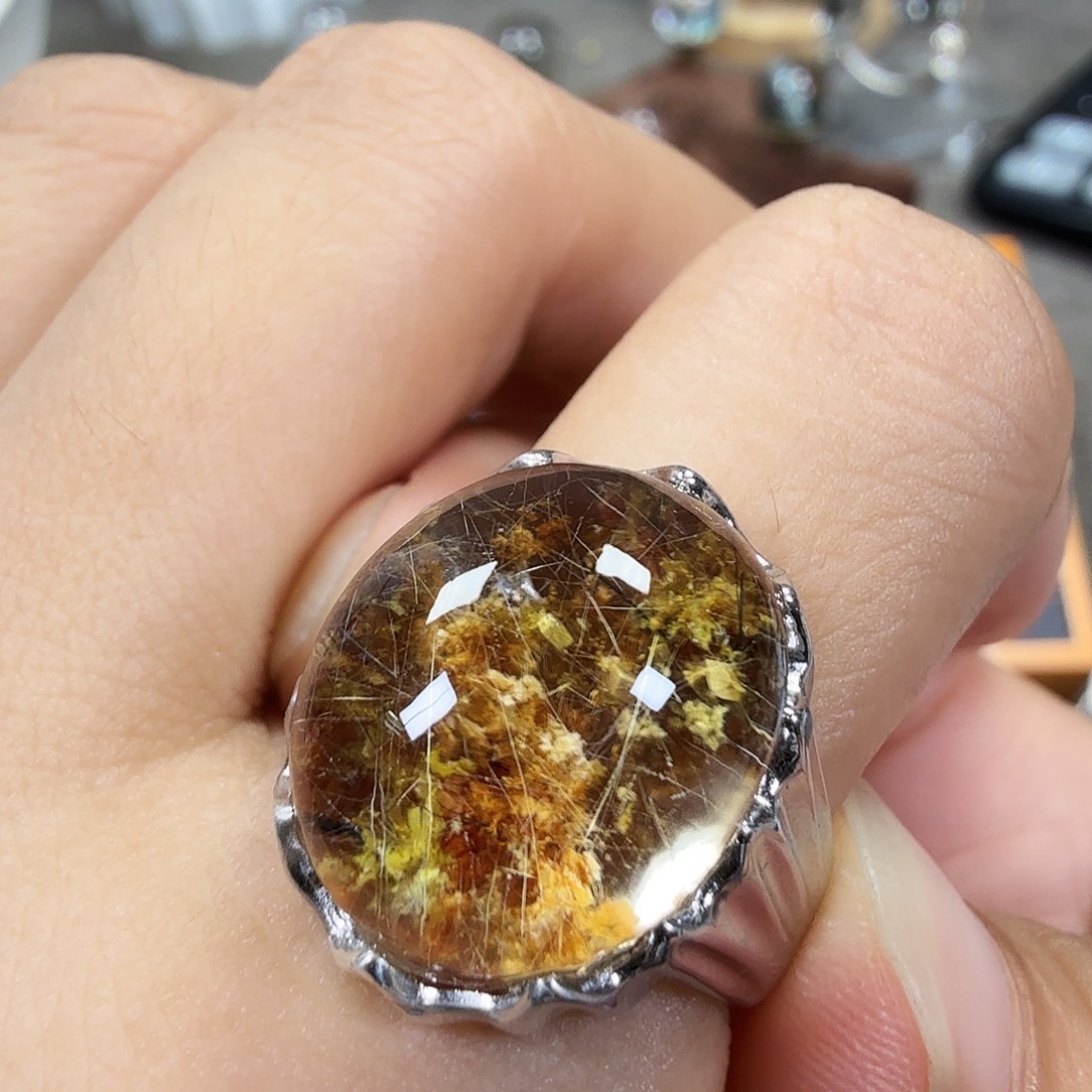 水晶戒指银S925镶嵌