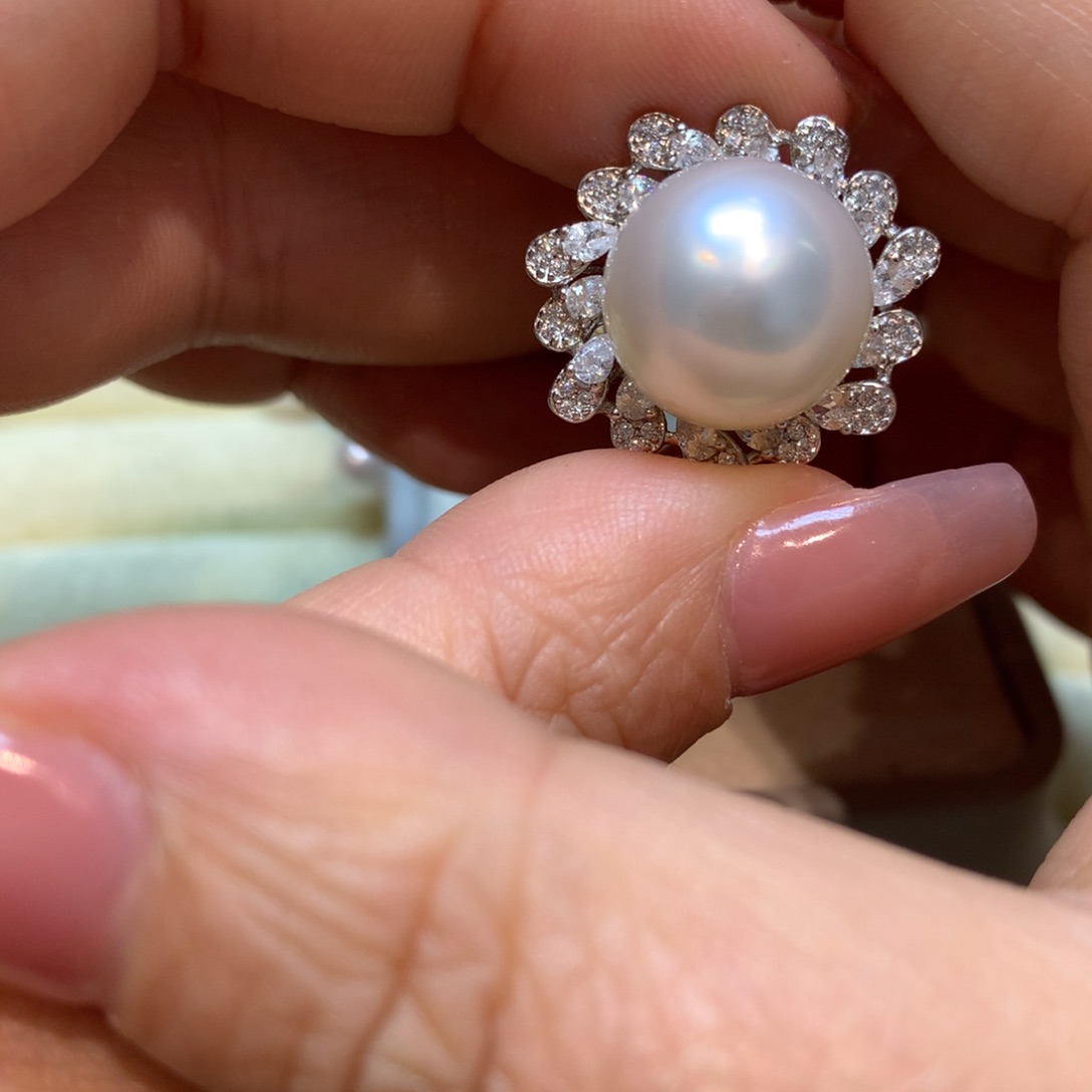 海水珍珠戒指银S925镶嵌