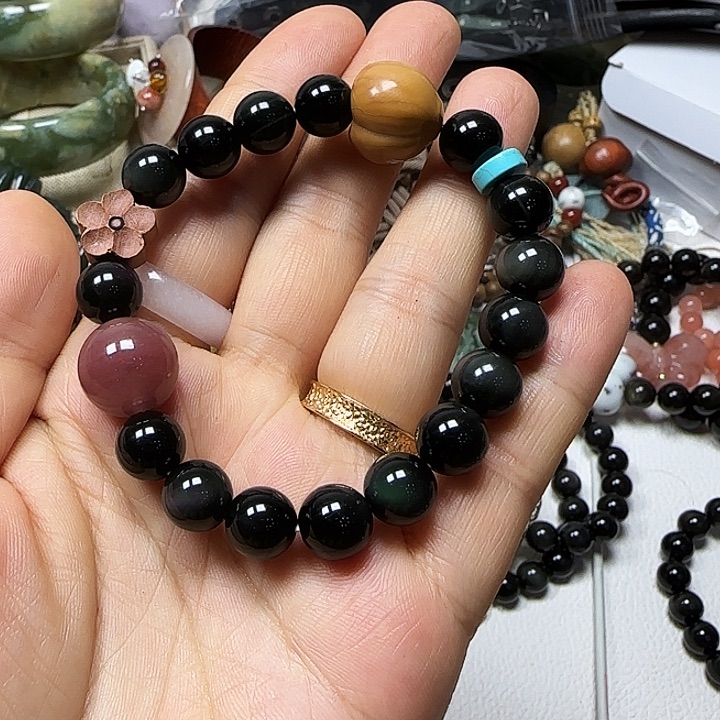 黑曜岩未镶嵌手链