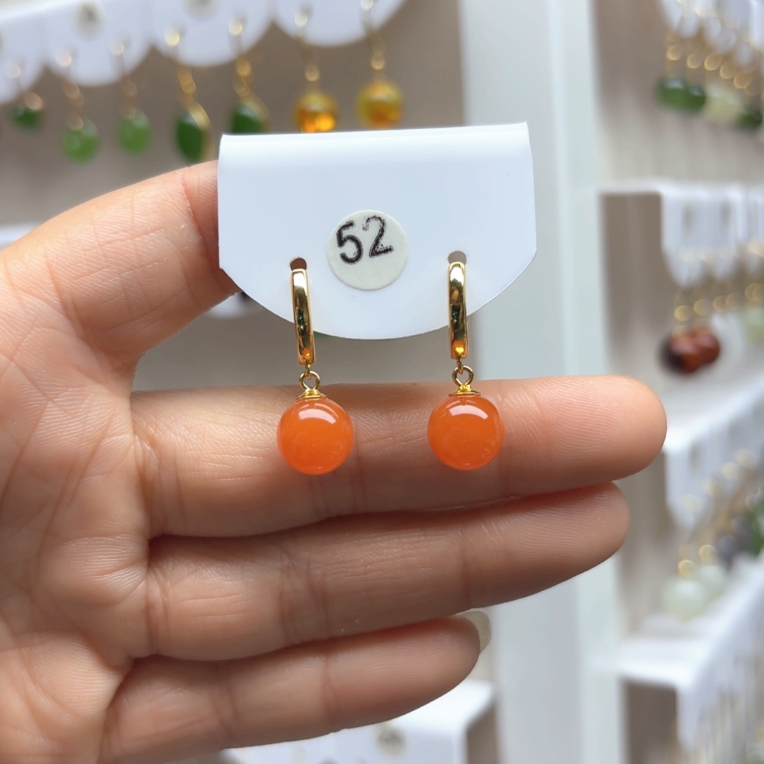 南红玛瑙耳饰银S925镶嵌