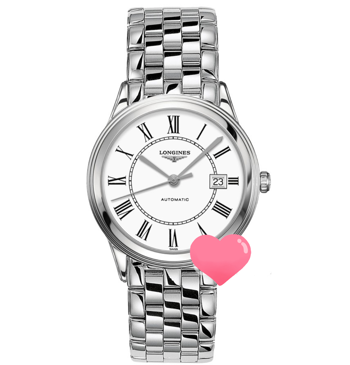 99新 Longines/浪琴 /军旗874白罗马钢带/表径38.5/自动机械男表