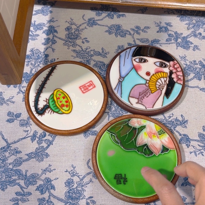 猫***咪加大款瓷板画艺术作品三个