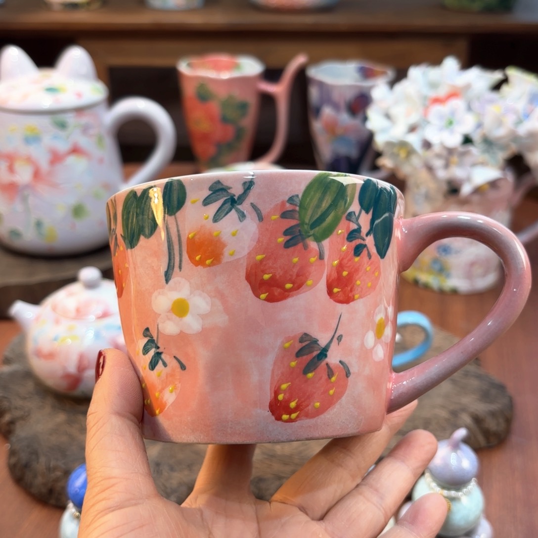 瓷片景德镇手绘高温釉下彩陶瓷茶具