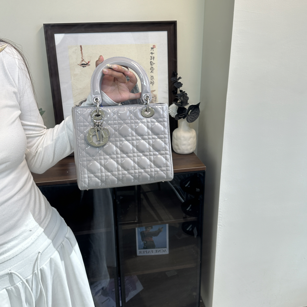 95新 DIOR/迪奥 太空灰五格戴妃手提单肩