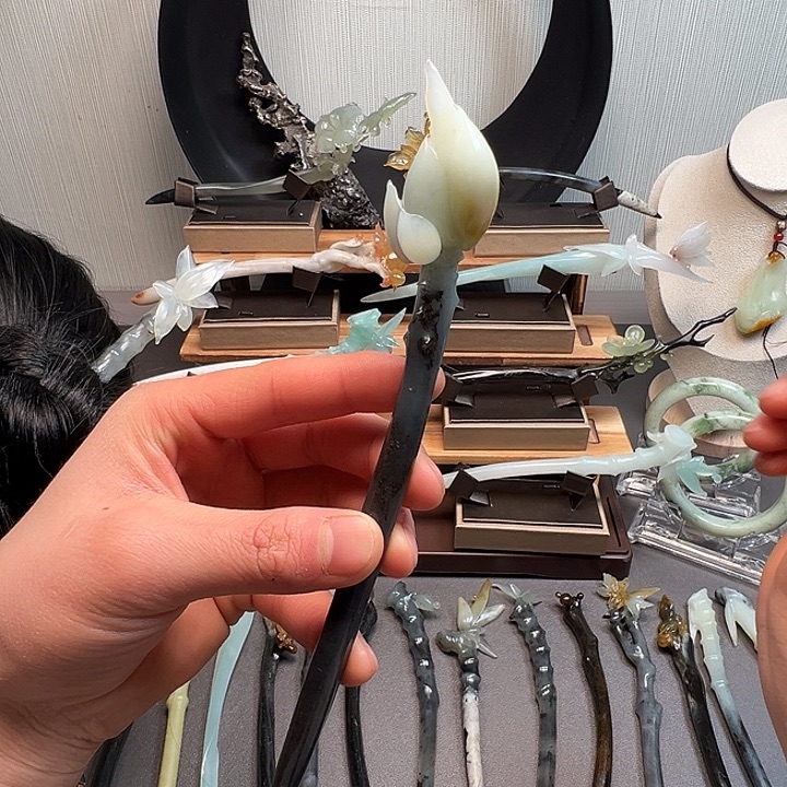 蛇纹石玉未镶嵌发簪