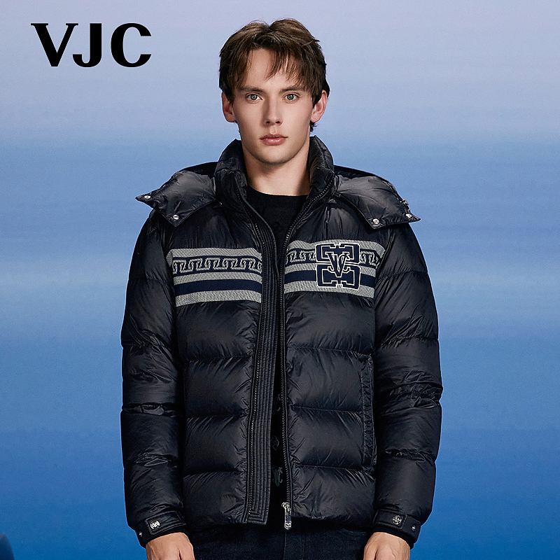 VJC/威杰思2025秋冬新款男装时尚立领连帽羽绒服B24DJ1618