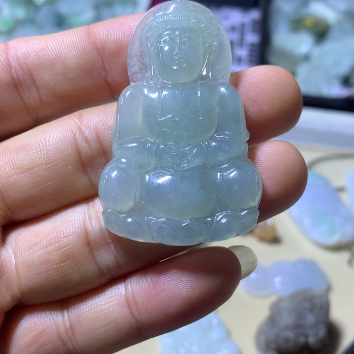 翡翠未镶嵌颈饰翡翠佛公天然观音
