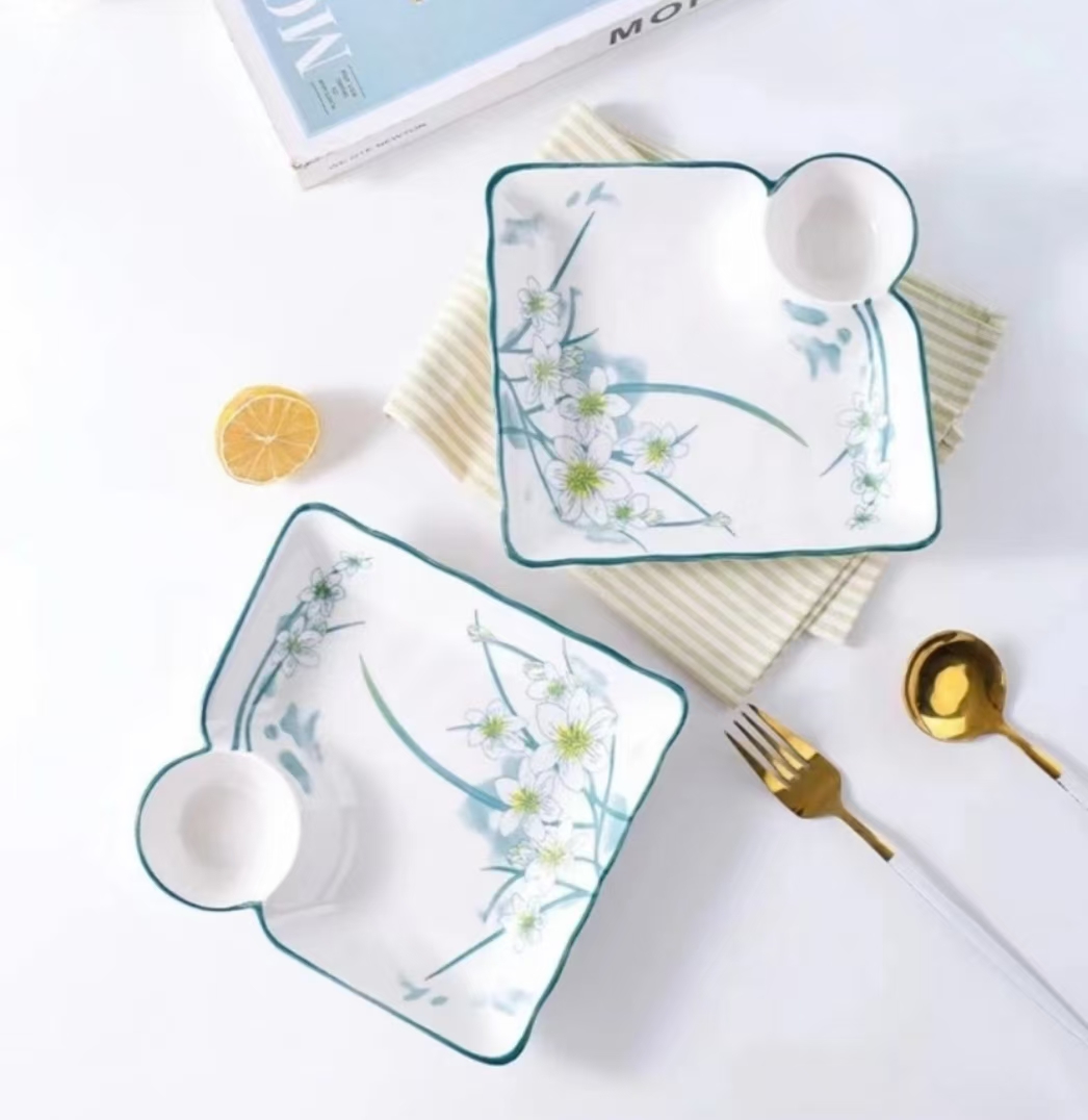 包邮到手水仙花饺子盘2个【破损联系客服补发】