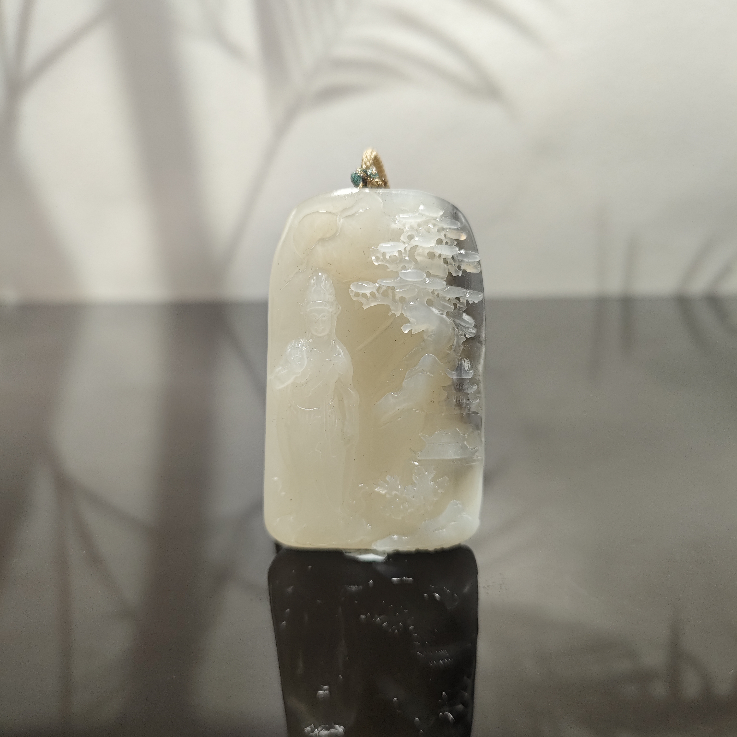 S和田玉山水观音吊坠（烟紫+藕粉）0088