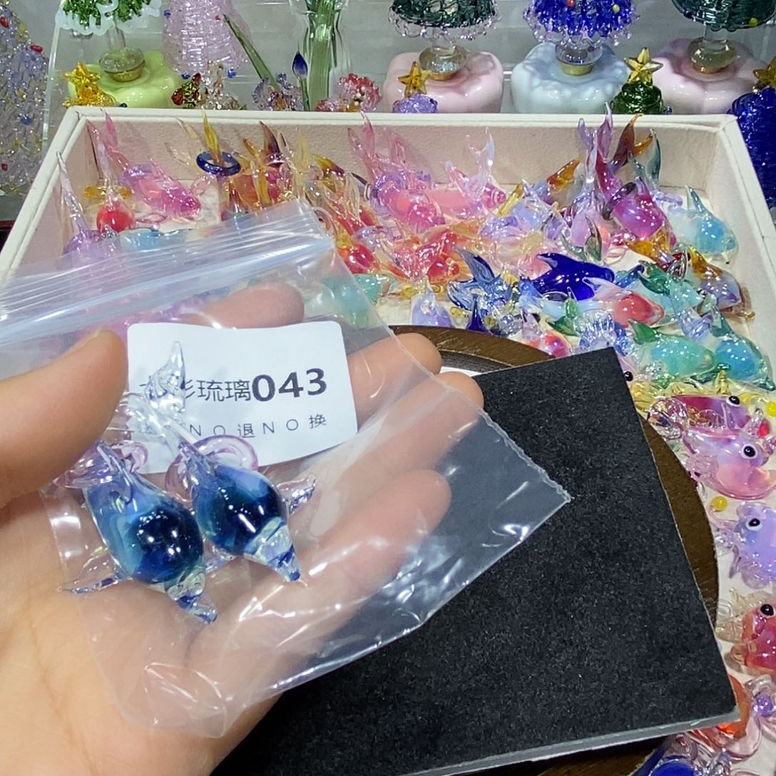 青***阳颈饰玻璃43海豚两个耳夹