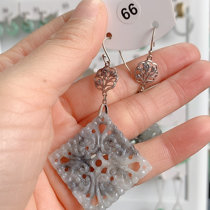 翡翠耳饰银S925镶嵌凤****季翡翠