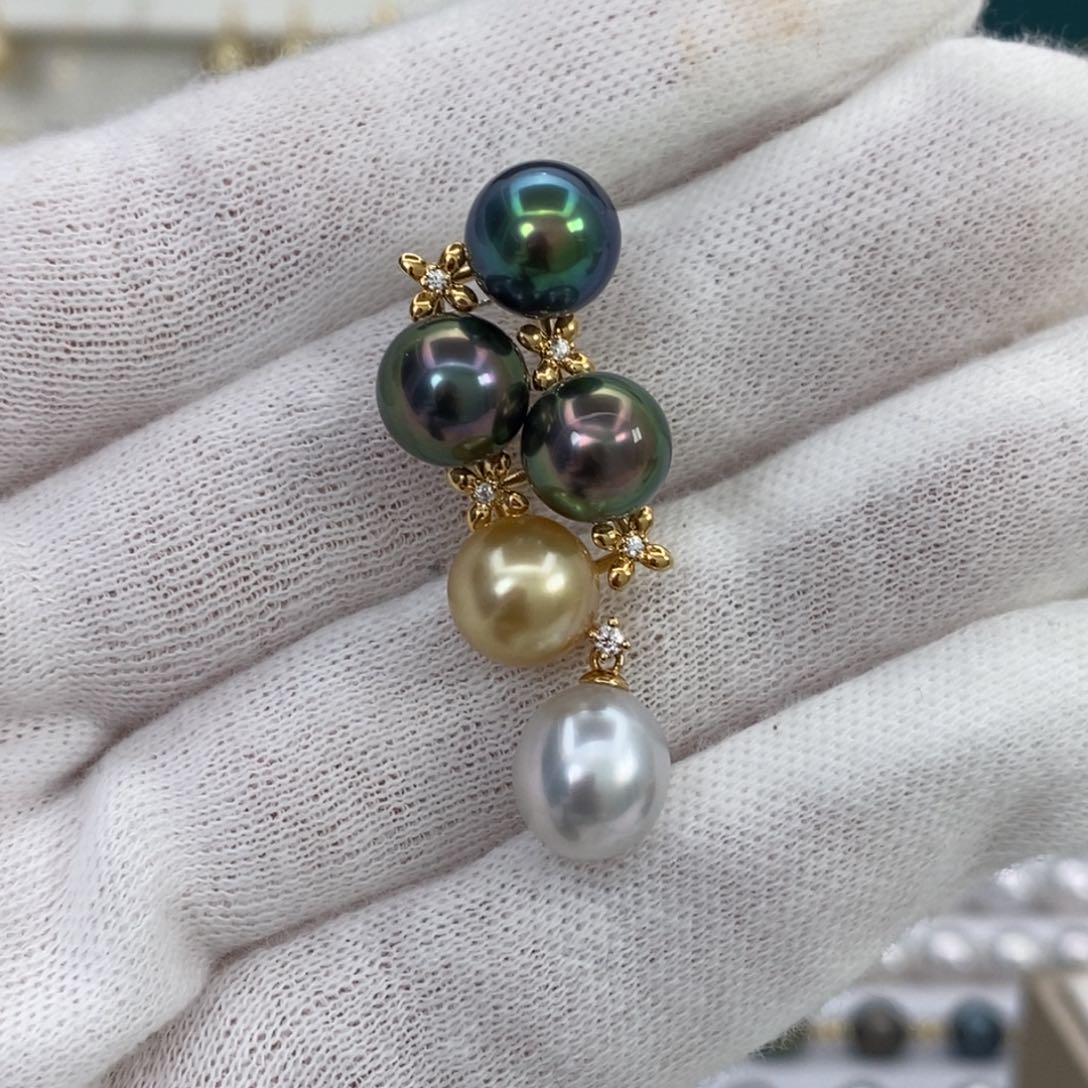 海水珍珠颈饰18K金镶嵌8-9mm