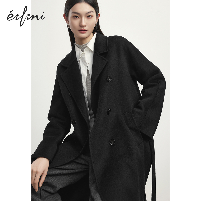 【轻奢羊绒】伊芙丽经典100%羊绒高级感通勤双面呢大衣女2024冬装