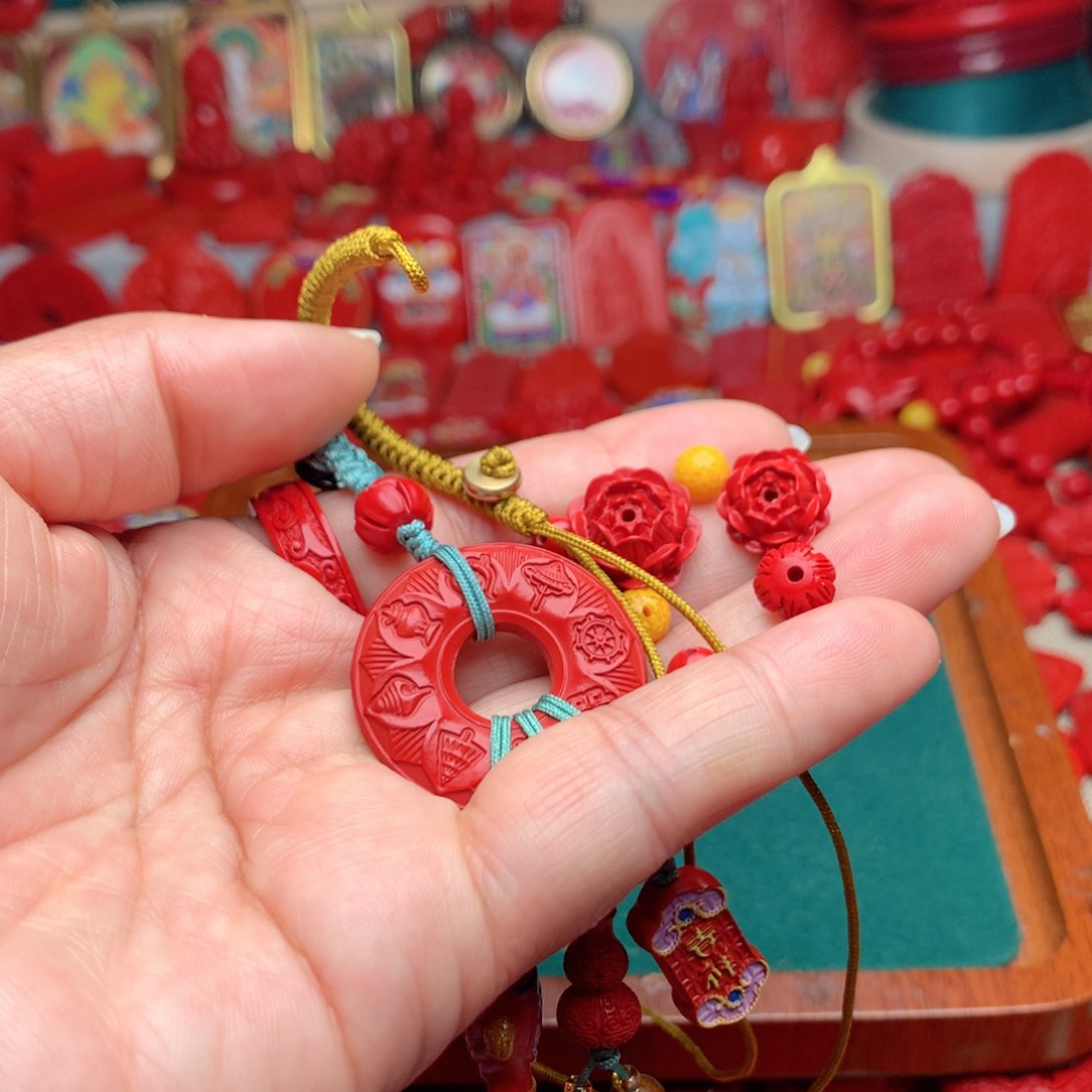 天然辰砂工艺品朱砂钥匙扣