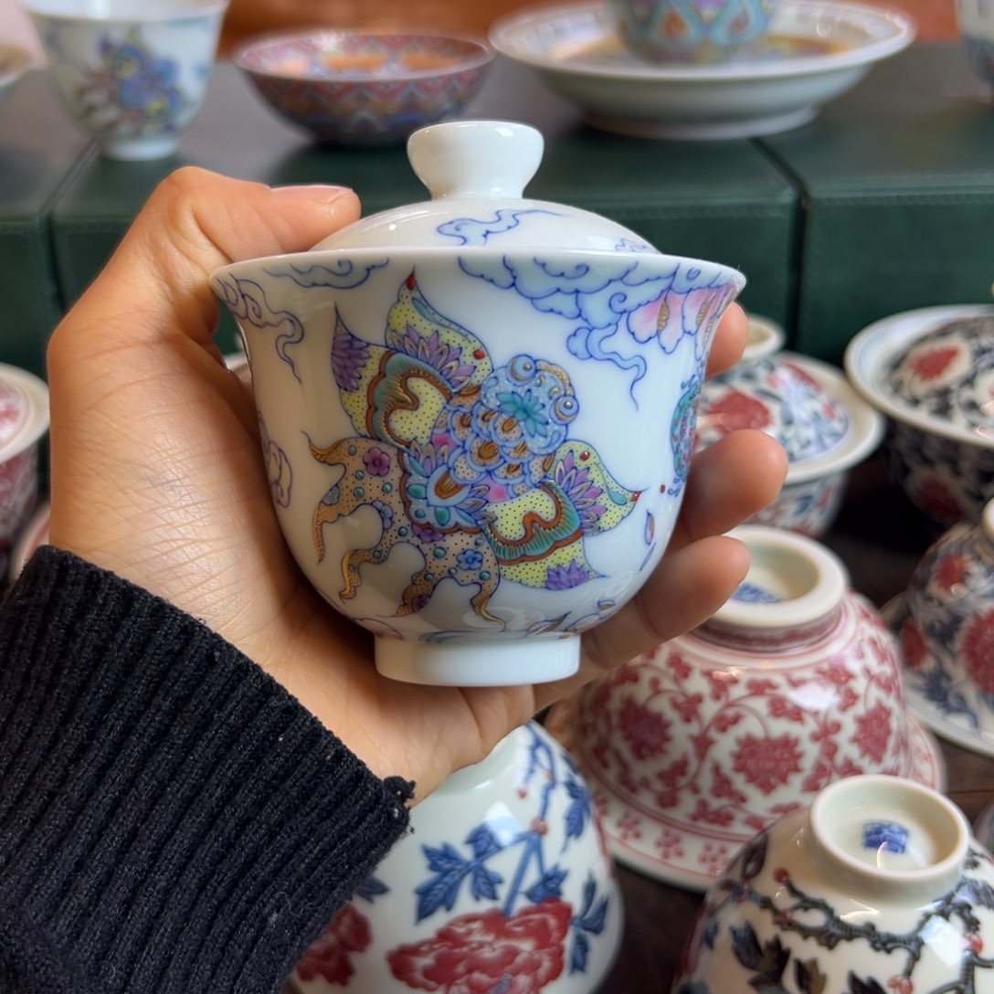 H冉月观隐风筝盖碗