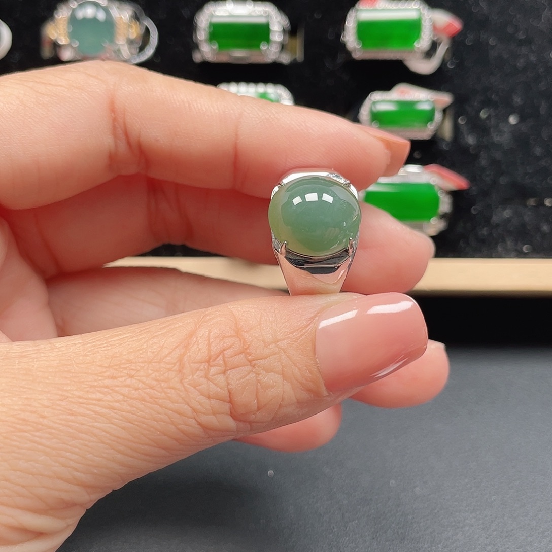 翡翠银S925镶嵌戒指编号18没运费险